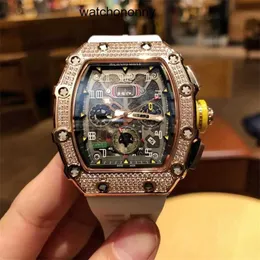 Designer Rimlies Luxusuhren Uhr Mechanische Uhren für Herren Sky Wine Barrel Diamant eingelegtes großes Zifferblatt Vollautomatische Rm011 Sportarmbanduhr