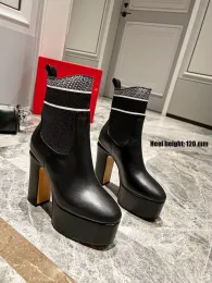 Tango plataforma botas femininas designer botas de couro de bezerro cinta com VLOGO salto alto preto marrom sexy branco sapatos de fábrica de alta qualidade