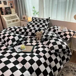 Conjuntos de cama Set Checkerboard Sem Consolador Venda Quente Único Queen Size Folha Plana Quilt Duveta Capa Caso Poliéster Cama Linensvaiduryd