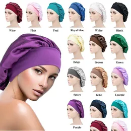 Hair Accessories Solid Color Satin Slee Hat Night Sleep Cap Care Bonnet Nightcap For Women Men Uni Caps 10Pcs Drop Delivery Products T Dhx72