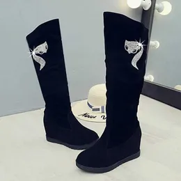 warmer Winter Boots Women Shoes Woman Boots Knee high Boots Winter Rhinestone Decoration Wild Plus Velvet Thick Snow Boots