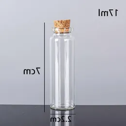 17ML 22X70X125MM Piccole mini bottiglie di vetro trasparente Barattoli con tappi di sughero / Messaggio Matrimoni Desideri gioielli Bomboniere Oaots