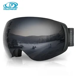 Ski Goggles Findway Aldult 100% UV 400 ProtectionInterchangeable Lens Anti Fog Over Glasses Snowboard for Women Men 231127