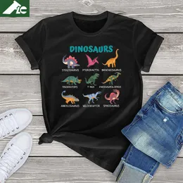 T-shirts 100% bomull unisex topp dinosaurie stegosaurus brachiosaurus grafisk t-shirt kvinnor roliga trex pterodactyl casual kvinnlig t-shirt