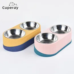 Feeding Pet Double Bowl Removable Multifunction Cats Dog Feeder Water Bowl Nonslip Stainless Steel Durable Pet Food Container Supplies