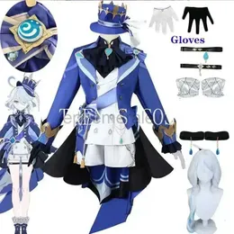 Anime Kostüme Focalors Furina Cosplay Kostüm Focalors Outfits Kleid Perücke Hut Schöner Anzug Furina Kleid Hut Outfits für Halloween Comic Con zln231128