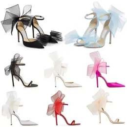 Designer Sandaler Luxurys Women High Heels Averly Pumpar aveline Sandal Asymmetric Grosgrain Mesh Fascinator Bows Shoes Platform 35-42