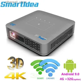 Projectors Smartldea HD DLP 4K 3D Projector Android9.0 4G 32G High Brightness Time Time Beamer Zoom 5G WiFi BT AirPlay Game Proyector Q231128