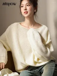 Women's Sweaters MISHOW Pullover Knitted Top 2023 Autumn Lantern Long Sleeve Scoop Neck Loose Solid Sweater Coat Office Lady MXC48Z0297