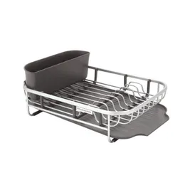 Aluminum Space Saving Dishrack in Charcoal Gray