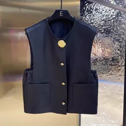 Women's Leather 2023 Autumn Winter Korean Style High Quality Sheepskin Genuine Pockets Vests Waistcoat F041