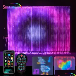 Julekorationer fönster gardin stränglampor färg byte fairy smart appkontrolled led rgb för bröllop bedroo 231018 drop d dhufc