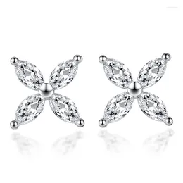 Stud Earrings Silver Color Lucky Leaves Snowflakes For Women 925 Jewelry Oorbellen Brincos