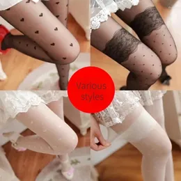 Kadın Socks Baskı Seksi Tayt Fishnet File Pantyhose Naylon Siyah Beyaz Gece Kulübü Kadın Bayanlar İpek