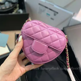 10A 14 cm Bolsos de hombro para mujer Bolso de cintura de piel de cordero Mini bolsos cruzados estilo amante del corazón Cadena de hardware dorada acolchada Estuche cosmético de vanidad Monedero de diseñador Bolso