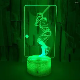 Night Lights Baseball Play 3D Light USB Colorful Touch LED Visual Birthday Gift Atmosphere Decoration Bedroom Table Lamp