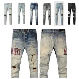 byxor designer jeans för mens jeans mager jeans sommarsträcka tröjor lyxiga mager lila byxor casual stjärnor mönster överdimensionerade rippade byxor streetwear