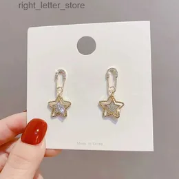 Stud S925 Needle New Korean Fashion Charm Simple Pin Linked Star Dangle Earrings for Women Girls Party SMyckespresent Partihandel 5S849 YQ231128