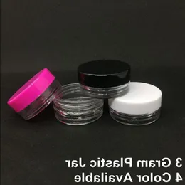 3gram 맑은 빈 샘플 항아리 둥근 모양 3ml 화장품 얼굴 크림 투명 플라스틱 항아리 선물 컨테이너 화이트 클리어 리드 pmwhw