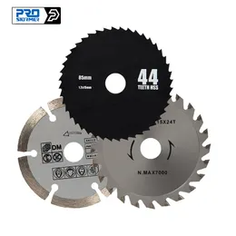 Zaagbladen PROSTORMER 3pcs/lot 85mm Circular Saw Blades HSS/TCT Woodworking Rotary Tool Cutting Discs Mandrel for Mini Circular Saw PTET030