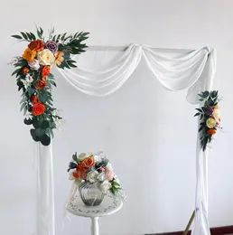 装飾的な花の花輪2pc秋の結婚式のアーチ背景壁装飾道路鉛人工列ウェルカムサインコーナーPography pro2724238