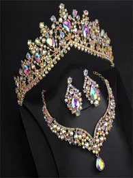 Hochzeitsschmuck-Sets Brautschmuck-Set bestehend aus drei einfachen und frischen Kristall-Tiara-Kronen-Ohrringen, Halsketten-Hochzeitskleid-Accessoires. 231128