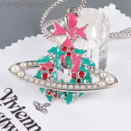 Designer Viviene Westwoods Ny Viviennewestwood Ny produkt Empress Dowager Christmas Wreath Saturn Necklace Personlig och fashionabla ol Pearl Planet Jewel