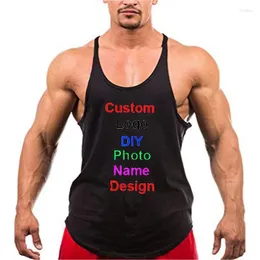 Męskie topy zbiornikowe DIY Logo Mando Dostosowane Y Back Gym Stringer Top Men Botton Fitness Odzież kulturystyka