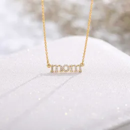 Pendant Necklaces Dome Cameras New Hot Sale Simple Mom Letter Zircon Pendant Necklace For Women Fashion Crystal Choker Jewelry Mother's Day Birthday B AA230428