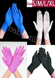 Hela svartblå vit nitril engångshandskar pulver non latexpaket med 100 stycken handskar antiskid antiacid handskar7167358