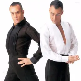 Sahne Giyim Latin Dans Üstleri Erkekler İçin Beyaz Siyah İpek Saten Gömlek Erkekler Bollywood Paso Profesyonel Balo Salonu Ceket 6076