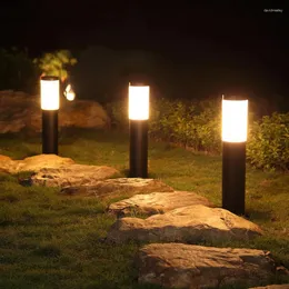 야외 볼라드 E27 스테인레스 스틸 잔디밭 램프 방수 빌라 정원 울타리 포스트 풍경 통로 극 안뜰 기둥 빛