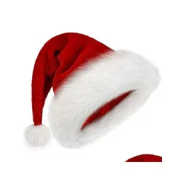 Christmas Decorations Santa Hat Plush Hats For Kid Adt Red White Thick Coral Veet Drop Delivery Home Garden Festive Party Supplies Dhaze
