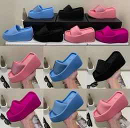 2023 Alex Wang Taji Platform Slide Beach Sandals Men Gen Womener Slippers Black Pink Blue Summer Slides Aw Square Toe Mens Shoe3031245
