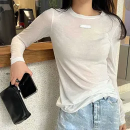 Luxury brand miu long sleeved t shirt womens sweatshirt designer round neck t shirts pullover embroidery letters bottoming shirt hot girl y2k tshirt