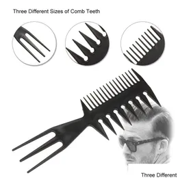 Escovas de cabelo 3-em-1 pentes de plástico desembaraçando pente de dente largo anti-estático cabeleireiro estilo drop entrega produtos ferramentas de cuidados dhnsx