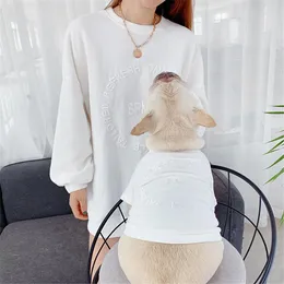 Bluzy miflame pies i właściciel pasują do strojów rodzinny pies ubrania francuskie buldog chihuahua solidne małe psy z kapturem zimowy kostium zwierzaka
