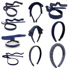 Hair Accessories 001W Navy BLue School Uniform Color GIrls Bow Clips Fashion Headband