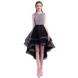 2024 Fashion Black/Red Prom HomeComing Dress O-neck equins equins requins requins high low sital birthdy party party dresses robe de soiree