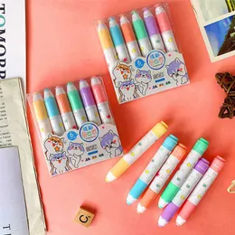 Watercolor Brush 12 box/lot Cartoon Animal 6 Colors Highlighter Cute Drawing Marker Pens Office School Writing Supplies Stationery Kids Gift P230427