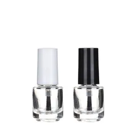 5ml Round Shape Refillable Empty Clear Glass Nail Polish Bottle For Nail Art With Brush Black Cap Ojghe