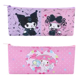 Mode Kawaii Pink Purple Kuromi Melody Pencil Bag Big Capacity Zipper Bag Accessories 4 Styles 21*10.5*3cm