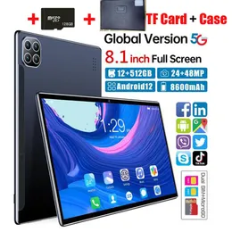 8.1インチ10コア12GB+256GB Android 12 Wifi Tablet PC 8600MAHバッテリーデュアルシムデュアルカメラBluetooth 4G 5Gスマートコール電話タブレットギフトサポートTF SD Card for Kids Office