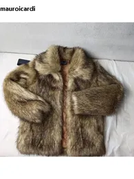 Casaco Masculino De Pele De Pele Falso Mauroicardi Inverno Curto Grosso Quente Peludo Shaggy Faux Raccoon Fur Coat