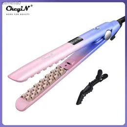 Hair Curlers Straighteners CkeyiN Mini Volumizer Crimper Hair Curling Iron Ceramic 3D Fluffy Curler Corrugated Flat Iron Fast Heating Digital Styling ToolsL23122