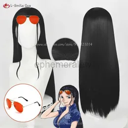 Anime kostymer 73 cm lång nico robin cosplay svart peruk fröken allsunday peruk nico peruker glas värmebeständigt hår kvinnor fest anime peruk + peruk cap zln231128