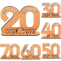 Other Event Party Supplies Wooden Birthday Age Ornament Big Number Letter Sign Anniversary Birthday Party Decoration Table Guestbook Room Decor Gift 231127