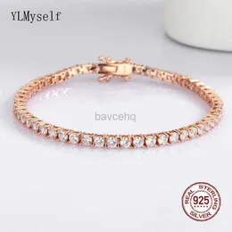 Cuff Rose Gold/Gold Pure Silver 15-21 CM Tennis Bracelet Jewelry Pave 3 mm Sparkly Cubic Zircon Eternal Gift Stunning 925 Jewellery zln231128