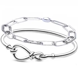 Bangle Original Chunky Infinity Bangle Me Link Snake Chain Mönster 925 Sterling Silver Armband Fit Europe Bead Charm Diy Jewelry 231128