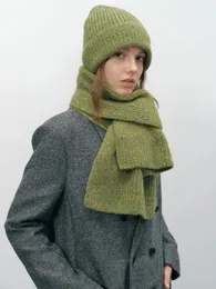 Berets Two-Piece Set Unisex Knit Hat Scarf Gradient 2023 Autumn Winter All-Match Women And Men Warm Knitwear Suit